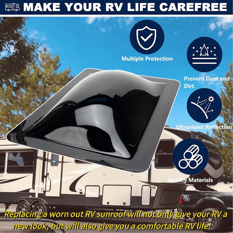 GEATaaT RV Skylight Outer Dome,18"x26" OD Universal Skylight Fits All Standard 14" x 22" Skylight Openings Replacement Travel Trailer RV Camper Truck (Smoke) - Image 2